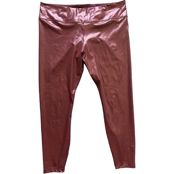 Womens Nike One Icon Clash Mid Rise 7/8 Rose Gold Shimmer Pink Clay Leggings XXL - Picture 4 of 6